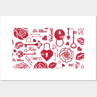 Kitsch Valentine | red and white | love pattern Posters and Art